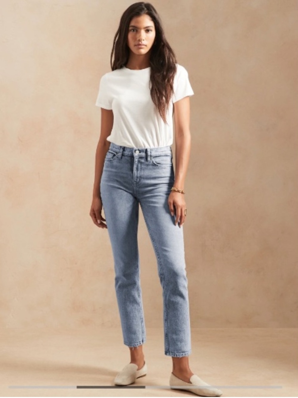 Banana Republic High-Rise Straight Organic Cotton Ankle Jean 28 Blue